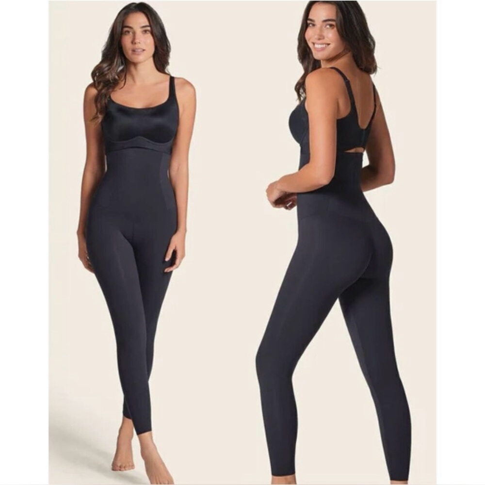 Leonisa Women's Extra High Waisted Firm Compression Shapewear Blue Leggings M